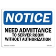 thumbnail image 1 of SignMission OS-NS-A-1218-L-15992 12 x 18 in. OSHA Notice Sign - No Admittance to Server Room, 1 of 6