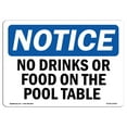 thumbnail image 1 of SignMission OS-NS-A-1218-L-14493 12 x 18 in. OSHA Notice Sign - No Drinks or Food on Pool Table, 1 of 6