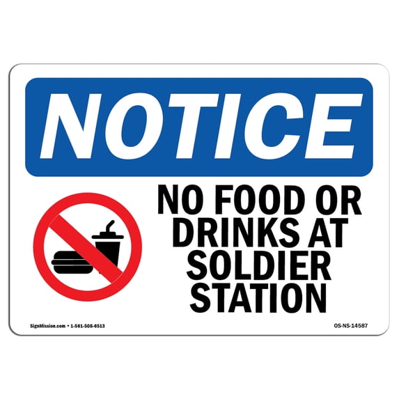 SignMission OS-NS-A-1218-L-14587 12 x 18 in. OSHA Notice Sign - No Food or Drink At Solder Station