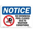 thumbnail image 1 of OSHA Notice Sign - No Swimming Pool Closed Due |  Aluminum Sign | Protect Your Business, Construction Site, Warehouse & Shop Area |  Made in the USA, 1 of 6