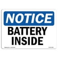 thumbnail image 1 of OSHA Notice Sign - NOTICE Battery Inside |  Aluminum Sign | Protect Your Business, Construction Site, Warehouse & Shop Area |  Made in the USA, 1 of 6