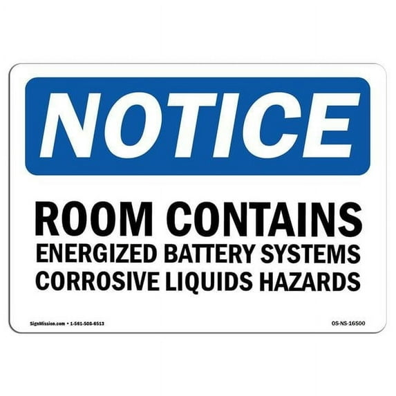 OSHA Notice Sign - NOTICE Room Contains Energized Battery Systems | Aluminum Sign | Protect Your Business, Work Site, Warehouse & Shop | Made in the USA