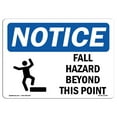 thumbnail image 1 of OSHA Notice Sign - Fall Hazards Beyond This Point |  Aluminum Sign | Protect Your Business, Construction Site, Warehouse & Shop Area |  Made in the USA, 1 of 6