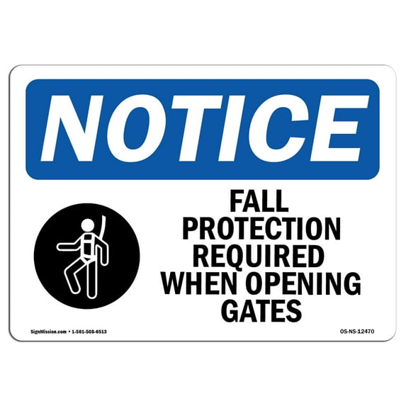 OSHA Notice Sign - Fall Protection Required When | Aluminum Sign | Protect Your Business, Construction Site, Warehouse & Shop Area | Made in the USA