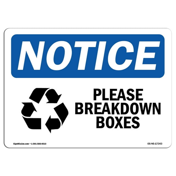 OSHA Notice Sign - Please Breakdown Boxes | Aluminum Sign | Protect Your Business, Construction Site, Warehouse & Shop Area | Made in the USA