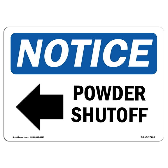 OSHA Notice Sign - Power Shutoff [Left Arrow] |  Aluminum Sign | Protect Your Business, Construction Site, Warehouse & Shop Area |  Made in the USA