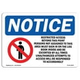 thumbnail image 1 of OSHA Notice Sign - Restricted Access Beyond This |  Aluminum Sign | Protect Your Business, Construction Site, Warehouse & Shop Area |  Made in the USA, 1 of 6