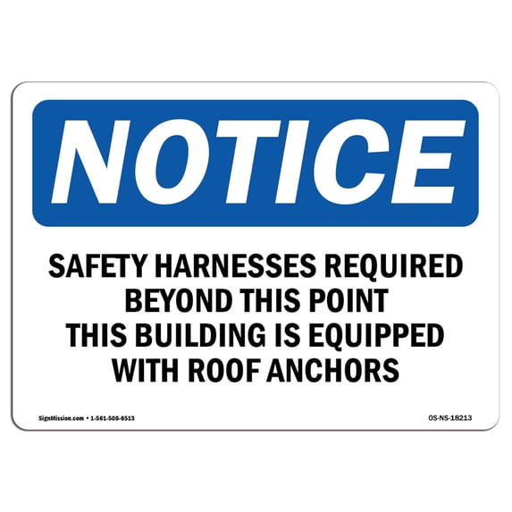 OSHA Notice Sign - Safety Harnesses Required Beyond This Point | Aluminum Sign | Protect Your Business, Work Site, Warehouse & Shop Area | Made in the USA