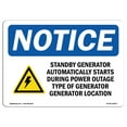 thumbnail image 1 of SignMission OS-NS-A-1218-L-18423 12 x 18 in. OSHA Notice Sign - Standby Generator Automatically, 1 of 6