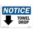 thumbnail image 1 of OSHA Notice Sign - Towel Drop [Down Arrow] |  Aluminum Sign | Protect Your Business, Construction Site, Warehouse & Shop Area |  Made in the USA, 1 of 6
