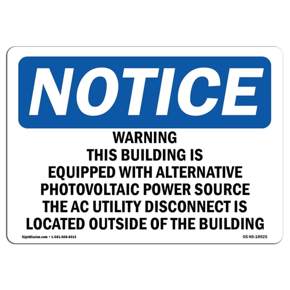 OSHA Notice Sign - Warning This Building Is Equipped With Alternative | Aluminum Sign | Protect Your Business, Work Site, Warehouse & Shop | Made in the USA