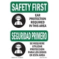 thumbnail image 1 of OSHA SAFETY FIRST Sign - Ear Protection Required Bilingual | Aluminum Sign | Protect Your Business, Work Site, Warehouse & Shop Area | Made in the USA, 1 of 6