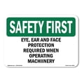 thumbnail image 1 of OSHA SAFETY FIRST Sign - Eye Hearing And Foot Protection Required | Aluminum Sign | Protect Your Business Work Site Warehouse | Made in the USA, 1 of 6