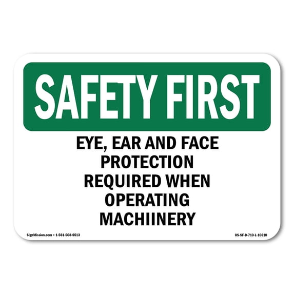 OSHA SAFETY FIRST Sign - Eye Hearing And Foot Protection Required | Aluminum Sign | Protect Your Business Work Site Warehouse | Made in the USA