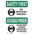 thumbnail image 1 of OSHA SAFETY FIRST Sign - Eye Protection Required Bilingual | Aluminum Sign | Protect Your Business, Work Site, Warehouse & Shop Area | Made in the USA, 1 of 6