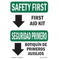 thumbnail image 1 of OSHA SAFETY FIRST Sign - First Aid Kit Bilingual | Aluminum Sign | Protect Your Business, Construction Site, Warehouse & Shop Area | Made in the USA, 1 of 6