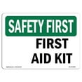 thumbnail image 1 of OSHA SAFETY FIRST Sign - First Aid Kit | Aluminum Sign | Protect Your Business, Construction Site, Warehouse & Shop Area | Made in the USA, 1 of 6