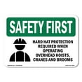 thumbnail image 1 of OSHA SAFETY FIRST Sign - Hard Hat Protection Required With Symbol | Aluminum Sign | Protect Your Business, Work Site, Warehouse | Made in the USA, 1 of 6