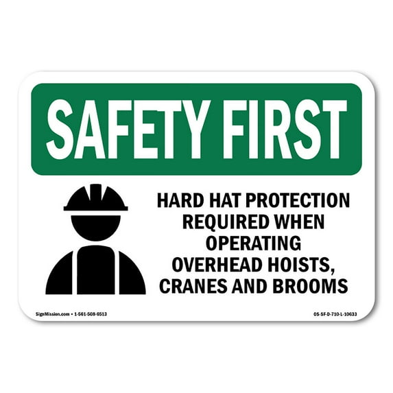 OSHA SAFETY FIRST Sign - Hard Hat Protection Required With Symbol | Aluminum Sign | Protect Your Business, Work Site, Warehouse | Made in the USA