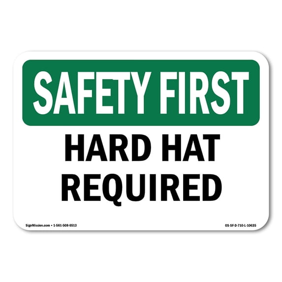 OSHA SAFETY FIRST Sign - Hard Hat Required | Aluminum Sign | Protect Your Business, Construction Site, Warehouse & Shop Area | Made in the USA