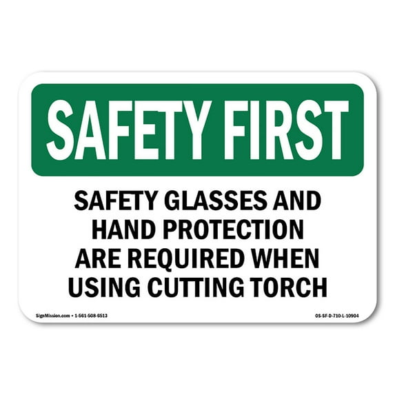 OSHA SAFETY FIRST Sign - Safety Glasses And Hand Protection Are Required | Aluminum Sign | Protect Your Business, Work Site, Warehouse | Made in the USA
