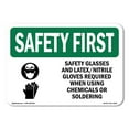 thumbnail image 1 of OSHA SAFETY FIRST Sign - Safety Glasses And Latex Nitrile With Symbol | Aluminum Sign | Protect Your Business, Work Site, Warehouse | Made in the USA, 1 of 6