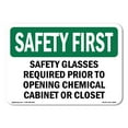 thumbnail image 1 of OSHA SAFETY FIRST Sign - Safety Glasses Required Prior To Opening | Aluminum Sign | Protect Your Business, Work Site, Warehouse | Made in the USA, 1 of 6