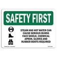 thumbnail image 1 of SignMission OS-SF-A-1218-L-10979 12 x 18 in. OSHA Safety First Sign - Steam & Hot Water Can Cause with Symbol, 1 of 6