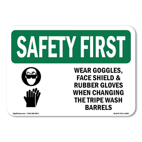 OSHA SAFETY FIRST Sign - Wear Goggles Face Shield & With Symbol | Aluminum Sign | Protect Your Business Work Site Warehouse & Shop Area | Made in the USA