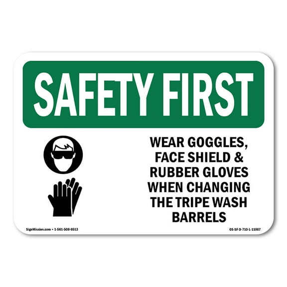 OSHA SAFETY FIRST Sign - Wear Goggles Face Shield & With Symbol | Aluminum Sign | Protect Your Business Work Site Warehouse & Shop Area | Made in the USA