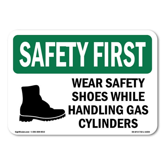 OSHA SAFETY FIRST Sign - OSHA-PPE-Foot-Sign-OSE-35994_1000.pdf | Aluminum Sign | Protect Your Business, Work Site, Warehouse & Shop Area | Made in the USA
