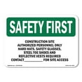 thumbnail image 1 of OSHA SAFETY FIRST Sign - Work Site Authorized Personnel Only | Aluminum Sign | Protect Your Business, Work Site, Warehouse & Shop Area | Made in the USA, 1 of 6