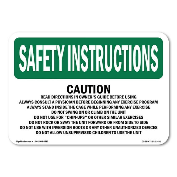 SignMission OS-SI-A-1218-L-11431 12 x 18 in. OSHA Safety Instructions Sign - Caution Read Directions in Owners Guide