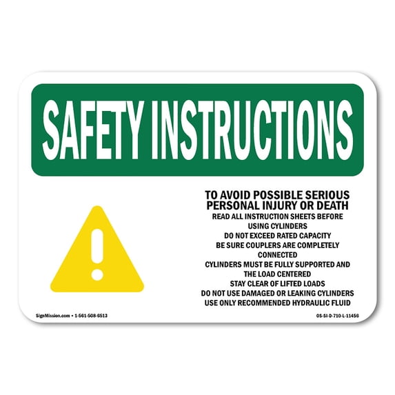 OSHA SAFETY INSTRUCTIONS Sign - To Avoid Possible Serious Personal With Symbol | Aluminum Sign | Protect Your Business, Warehouse | Made in the USA