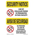 thumbnail image 1 of SignMission OS-SN-A-1218-L-11511 12 x 18 in. OSHA Security Notice Sign - Cellular Phone Prohibited Bilingual, 1 of 6