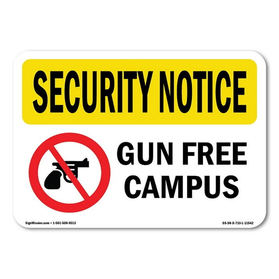 OSHA SECURITY NOTICE Sign - Gun Free Campus | Aluminum Sign | Protect Your Business, Construction Site, Warehouse & Shop Area | Made in the USA