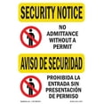 thumbnail image 1 of OSHA SECURITY NOTICE Sign - No Admittance Permit Bilingual | Aluminum Sign | Protect Your Business, Work Site, Warehouse & Shop Area | Made in the USA, 1 of 6