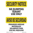 thumbnail image 1 of OSHA SECURITY NOTICE Sign - No Dumping Tenant Only Bilingual | Aluminum Sign | Protect Your Business, Work Site, Warehouse & Shop Area | Made in the USA, 1 of 6