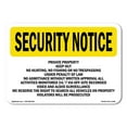 thumbnail image 1 of SignMission OS-SN-A-1218-L-11495 12 x 18 in. OSHA Security Notice Sign - Private Property Keep Out No Hunting, Fishing, 1 of 6