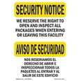 thumbnail image 1 of SignMission OS-SN-A-1218-L-11678 12 x 18 in. OSHA Security Notice Sign - We Inspect All Packages Bilingual, 1 of 6