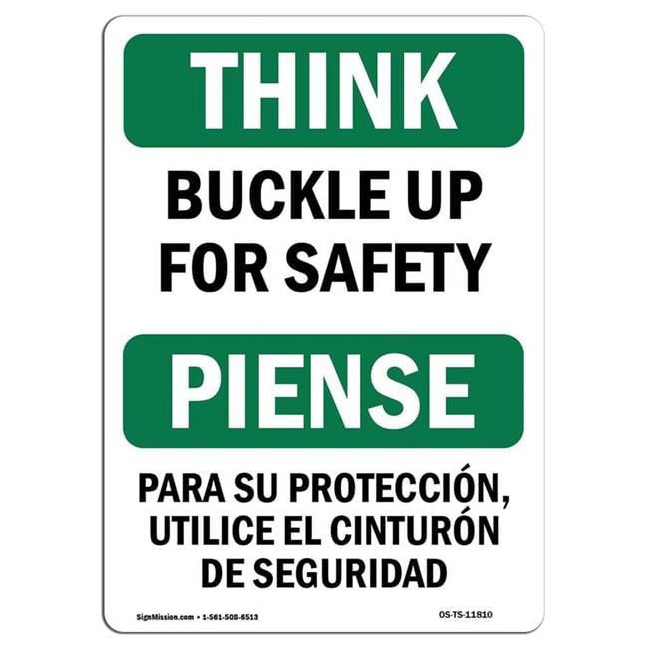 Nsa Think Sign SignMission OS-TS-A-1218-L-11810 12 x 18 in. OSHA Think Sign - Buckle ...