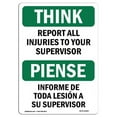 thumbnail image 1 of OSHA THINK Sign - Report All Injuries To Your Supervisor | Aluminum Sign | Protect Your Business, Work Site, Warehouse & Shop Area | Made in the USA, 1 of 6