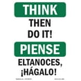 thumbnail image 1 of OSHA THINK Sign - Then Do It Bilingual | Aluminum Sign | Protect Your Business, Construction Site, Warehouse & Shop Area | Made in the USA, 1 of 6
