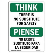 OSHA THINK Sign - There Is No Substitute For Safety Bilingual | Aluminum Sign | Protect Your Business, Work Site, Warehouse & Shop Area | Made in the USA