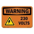 thumbnail image 1 of SignMission OS-WS-A-1218-L-11966 12 x 18 in. OSHA Warning Sign - 230 Volts with Symbol, 1 of 6