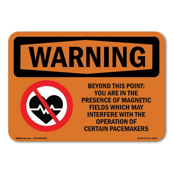 SignMission OS-WS-A-1218-L-12476 12 x 18 in. OSHA Warning Sign - Beyond This Point Magnetic Fields