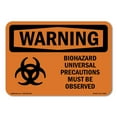 thumbnail image 1 of SignMission OS-WS-A-1218-L-12504 12 x 18 in. OSHA Warning Sign - Biohazard Universal with Symbol, 1 of 6
