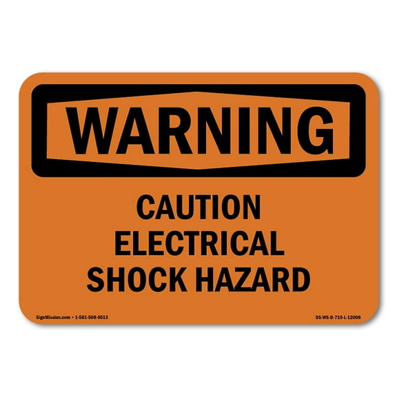 SignMission OS-WS-A-1218-L-12008 12 x 18 in. OSHA Warning Sign - Caution Electrical Shock Hazard