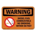 thumbnail image 1 of OSHA WARNING Sign - Diesel Fuel Combustible No Smoking With Symbol | Aluminum Sign | Protect Your Business, Work Site, Warehouse | Made in the USA, 1 of 6