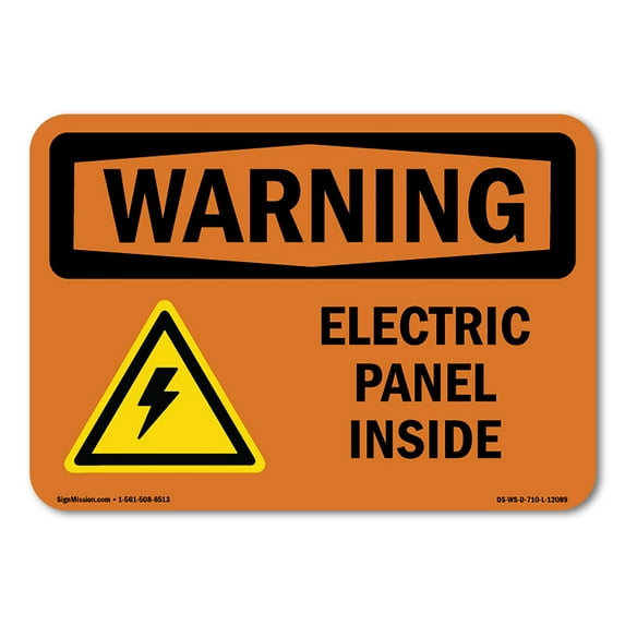 OSHA WARNING Sign - Electric Panel Inside With Symbol | Aluminum Sign | Protect Your Business, Construction Site, Warehouse & Shop Area | Made in the USA